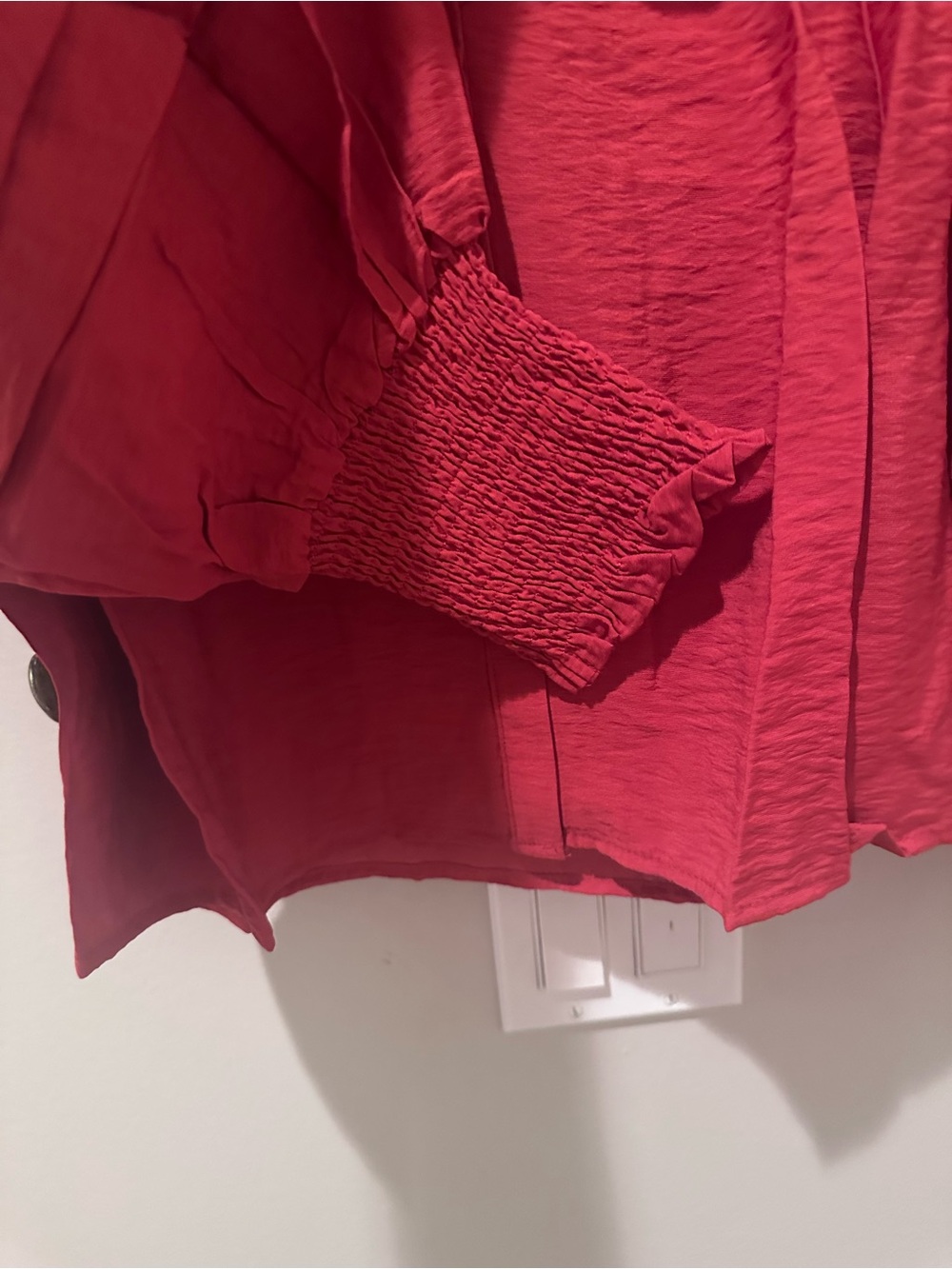 Blu Pepper Red Eyelet Ruffle Button-Front Blouse - Picture 2 of 6